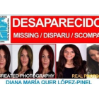 Cartel de SOS Desaparecidos en la búsqueda de Diana Quer, en la actualidad el caso más mediático.