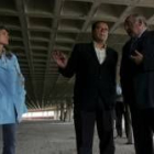 María José Alonso, Mario Amilivia y Manuel Lamelas, durante la visita al recinto ferial