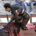 Fernando Cruz fue corneado en el festejo de ayer en Las Ventas.