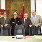Hidalgo, Palomo, Canal, Manceñido, Alonso y Suárez, durante el encuentro.