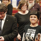 El president Puigdemont junto a Anna Gabriel y Eulàlia Reguant.