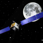 Imagen del explorador 'Smart 1' orbitando alrededor de la luna.