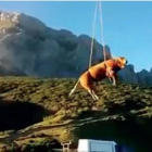 Manolito es izado por el helicóptero