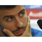 Gerard Piqué en la rueda de prensa de ayer