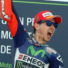 Jorge Lorenzo celebra la victoria en el GP de Motorland.