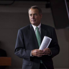 El presidente de la Cámara de Representantes, John Boehner, durante una rueda de prensa, el jueves en Washington.