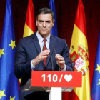 Pedro Sánchez durante la presentación de las 110 principales medidas de su programa electoral.