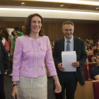 La presidenta de las Cortes, Josefa García Cirac, a su llegada a la Universidad de Salamanca para clausurar un Máster-doctorado.