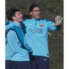 Pinto, a la derecha, junto a Leo Messi.