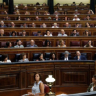 El secretario general de Podemos, Pablo Iglesias, interviene en la sesión de control al Gobierno.