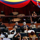 Guaidó, durante un mitin con estudiantes en Caracas, este viernes.