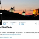 Perfil de Twitter en el que Diego Buendía está retatando El Quijote en 17000 tuits.