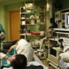 El especialista Jesús Espinel practica una endoscopia digestiva.