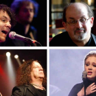 De izquierda a derecha y de arriba a abajo, Wilco, Salman Rushdie, Obús y Adele