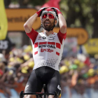 El belga Thomas de Gendt celebra su triunfo en la octava etapa del Tour de Francia. HORCAJUELO