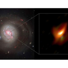 Nube de polvo que oculta un agujero negro supermasivo en el centro de la galaxia Messier 77 (i). OBSERVATORIO EUROPEO AUSTRAL