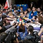 Rodríguez Zapatero contesta a las preguntas de los periodistas, ayer en Madrid