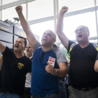 Protesta de trabajadores de Eulen en el aeropuerto de El Prat.