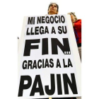 Los hosteleros hicieron patente su protesta en León.