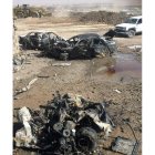 Imagen del lugar donde estalló el coche bomba en Kirkuk.