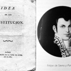 Portada del documento ‘Idea de una Constitución’ e imagen de Felipe Sierra Pambley.
