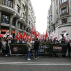 Protesta sindical en el centro de León. FERNANDO OTERO