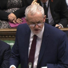 El líder laborista, Jeremy Corbyn, durante un intervención hoy miércoles en el Parlamento británico.
