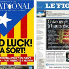 Las portadas del escocés The National y del francés Le Figaro, de este sábado.