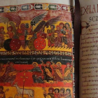 Detalle del Beato de Escalada. Derecha, pinturas de Santiago de Peñalba y su parecido con el Beato iluminado por Magio. DL