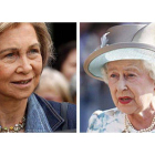 La reina Sofía (izquierda) y la reina Isabell II de Inglaterra.