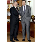 José Blanco y Eduardo Zaplana durante la reunión que mantuvieron ayer