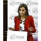 La reina Letizia durante el discurso que pronunció ayer
