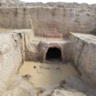 El gran horno para cocer tejas aparecido en la parte baja de Lancia, anegado tras la intensa lluvia
