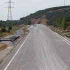 Plataforma del inicio de la Variante de Pajares, en Llanos de Alba, con capa de subbalasto.