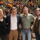 Santiago Abascal ayer, en un acto político de Vox en Valladolid junto al vicepresidente de la Junta de Cyl, García Gallardo. RUBÉN CACHO