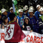 Los mineros y las Mujeres del Carbón, ayer en Madrid ante el Ministerio de Industria
