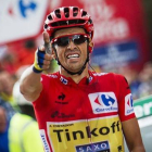 Alberto Contador celebra su victoria en la decimosexta etapa de la Vuelta a España.