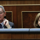 Alberto Ruiz-Gallardón y Sáenz de Santamaría, durante el pleno del Congreso de los Diputados.