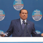 El ex primer ministro italiano, durante su discurso en Brescia.
