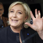 Le Pen, tras una visita a Amiens, el 26 de abril.