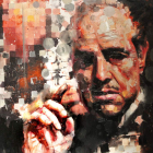 Imagen de Marlon Brando caracterizado como el Padrino en una de las obras que pueden verse en la galería Sharon Art.