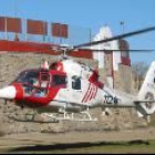 El helicóptero 112 realizó un breve vuelo por la ciudad desde el entorno del coso, donde aterrizó
