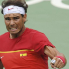Nadal celebra uno de los puntos ante Simon.
