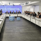 Rajoy se reunió ayer en la sede de Génova con los presidentes provinciales de su partido.