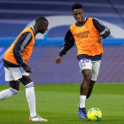 Vinicius en un entrenamiento previo a las vacaciones de Navidad del Real Madrid. RODRIGO JIMÉNEZ