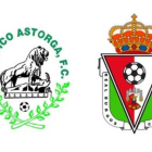 Los escudos del Atlético Astorga y del Real Burgos, en el cartel del partido