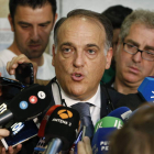 Tebas a la salida del acto de conciliación que acabó sin acuerdo entre la LFP y la AFE.