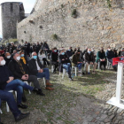 Intervención del ministro Bolaños en el patio del Ciruelo, junto a las murallas del castillo de Ponferrada,que visitó por dentro. ANA F. BARREDO