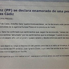Imagen del teletipo difundido por error por Europa Press sobre el presidente del PP de Cádiz.