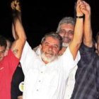 Lula, en el centro, durante la anterior campaña presidencial brasileña